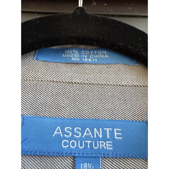 BIG & TALL Assante Couture Mens Dress Shirt 18.5” 36/37” Grey - Picture 4 of 13